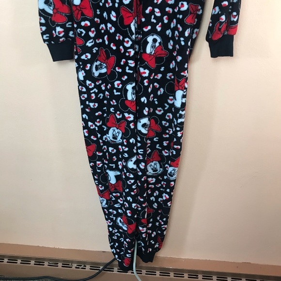 Minnie Mouse 1pc Zip Front Hooded Fleece Pajamas Women S Disney - Picture 3 of 9